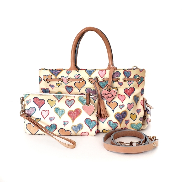 Dooney & Bourke Handbags - Dooney & Bourke Hearts Medium Satchel Handbag Set